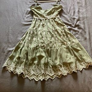Jessica Simpson Olive Green Embroidered Sundress